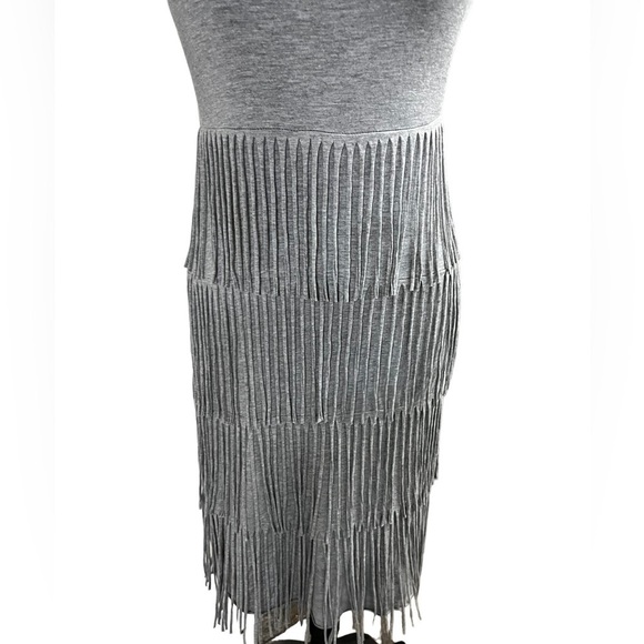Kate and Mallory Knit Scoop Neck Fringed Hem Dress Grey - Picture 9 of 15